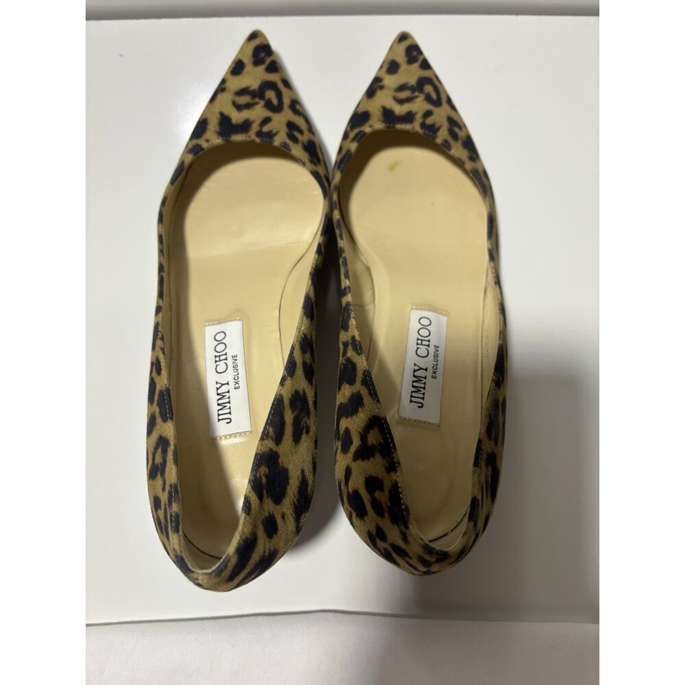 Jimmy Choo Leopard Print Kitten Heel Pumps Shoes Suede Professional Sz 38.5 - Picture 10 of 16